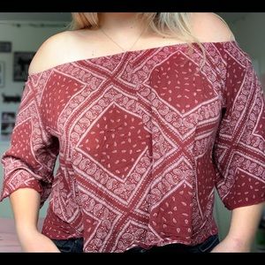 Off the shoulder Women’s Summer paisley blouse